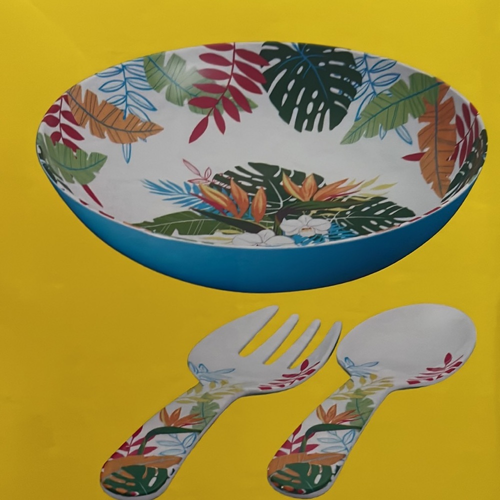 3 Piece Tropical Theme Melamine Serving Set NEW